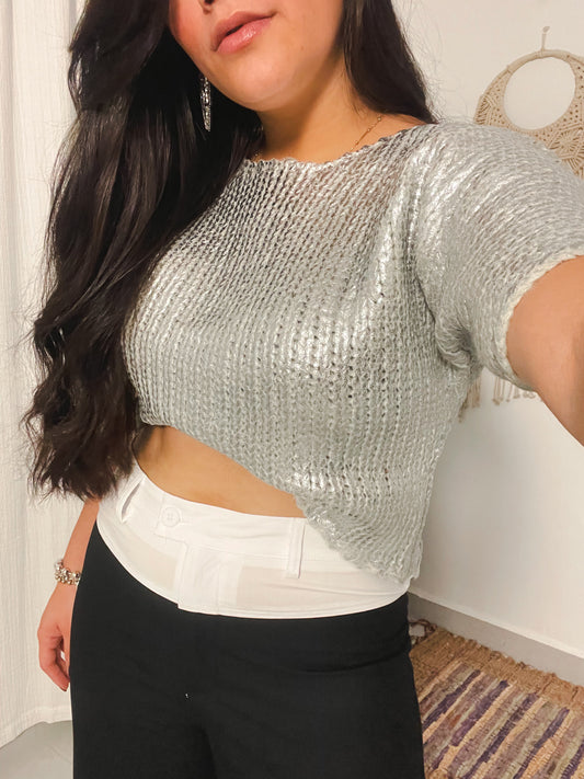 “Metallic Sweater Top”