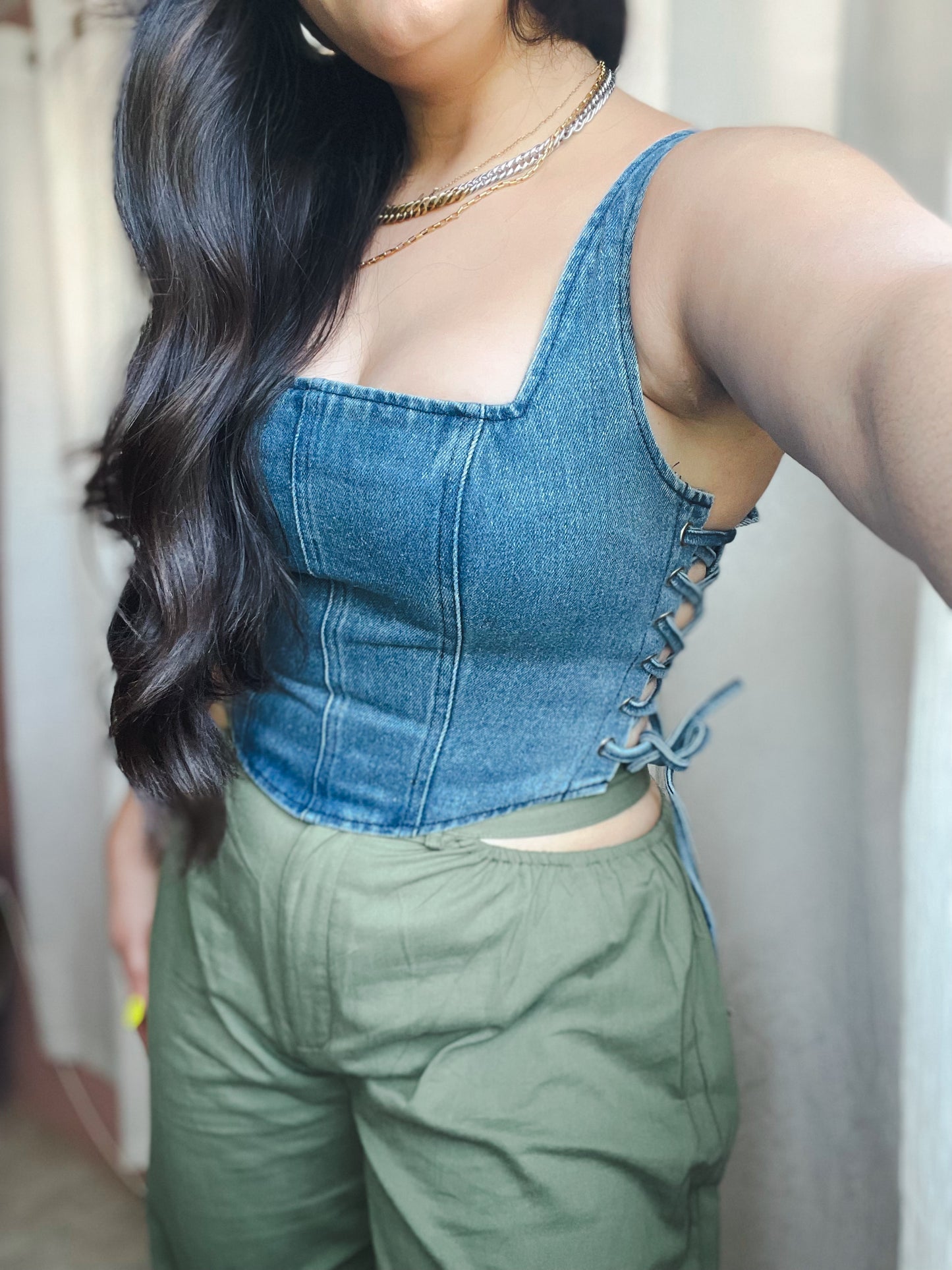 “Turín Denim Corset Top”