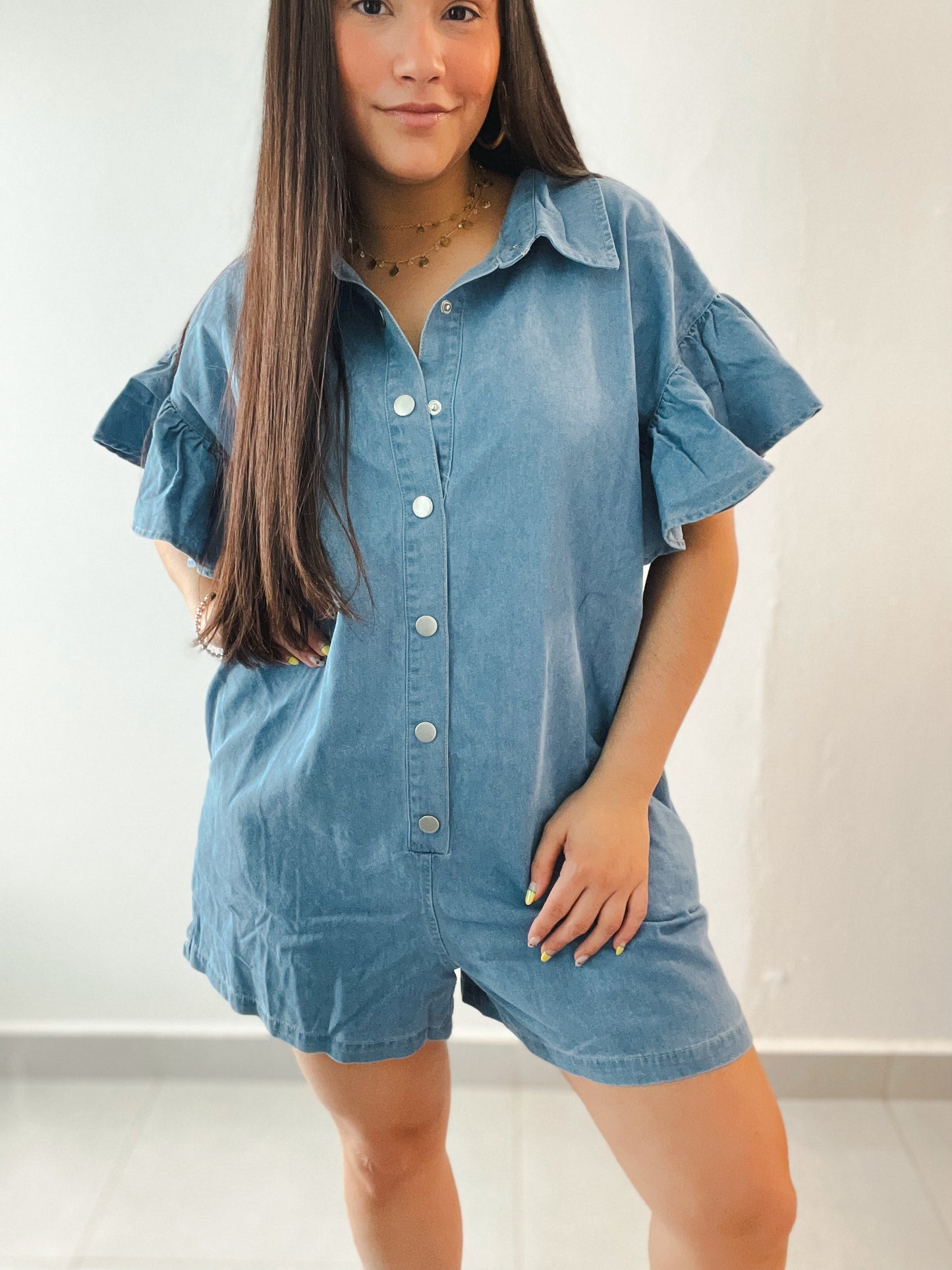 “Oversized Denim Romper”