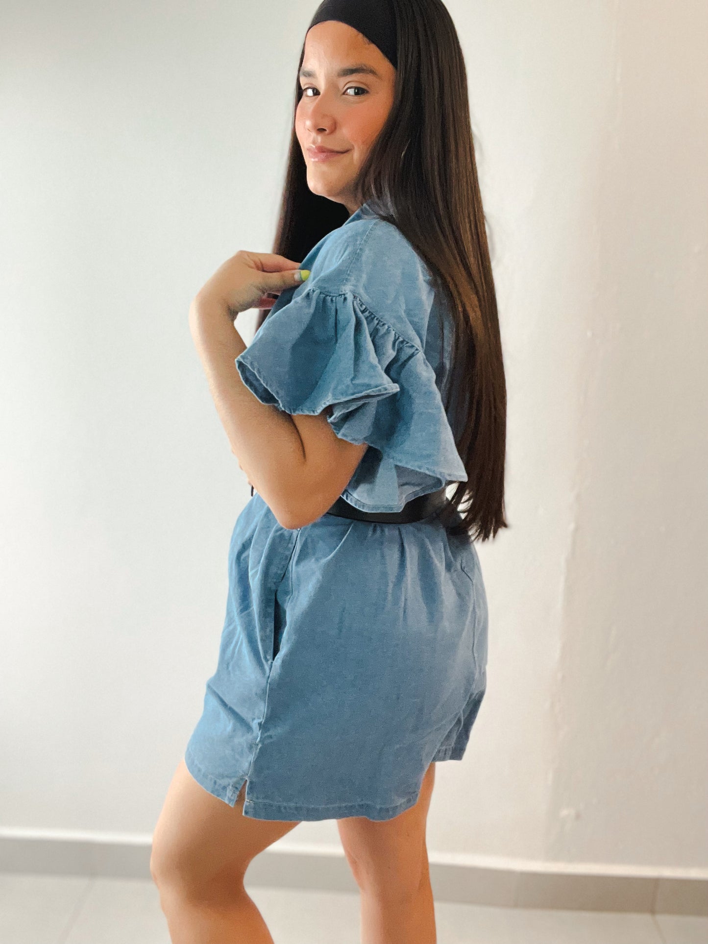 “Oversized Denim Romper”